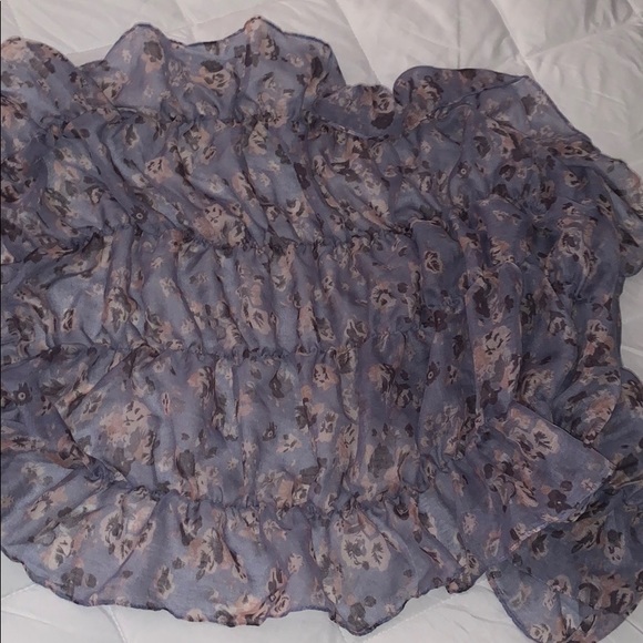 Purple Floral Ruffle Scarf - Picture 4 of 4